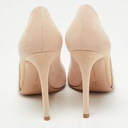 Pre Owned Gianvito Rossi Beige Suede and Mesh Pointed Toe Pumps Size 38