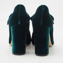 Gianvito Rossi Green Velvet Lorraine Mary Jane Pumps Size 36