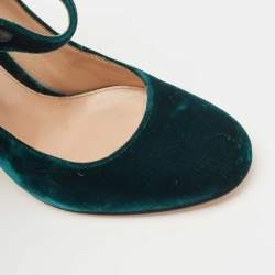 Gianvito Rossi Green Velvet Lorraine Mary Jane Pumps Size 36