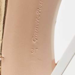Pre Owned Gianvito Rossi Gold Leather and PVC Ankle Strap Sandals Size 37