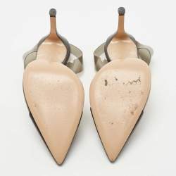 Pre Owned Gianvito Rossi Black Leather and PVC Slingback Pumps Size 36