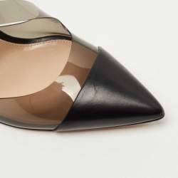 Pre Owned Gianvito Rossi Black Leather and PVC Slingback Pumps Size 36