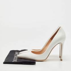 Pre Owned Gianvito Rossi White Leather Pointed Toe Pumps Size 38
