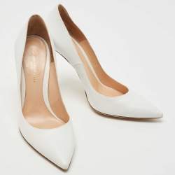 Pre Owned Gianvito Rossi White Leather Pointed Toe Pumps Size 38