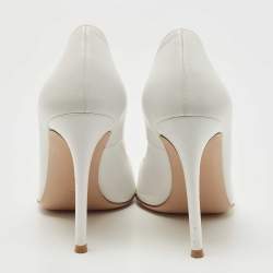 Pre Owned Gianvito Rossi White Leather Pointed Toe Pumps Size 38