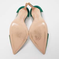 Pre Owned Gianvito Rossi Green Suede and PVC Plexi Pumps Size 38