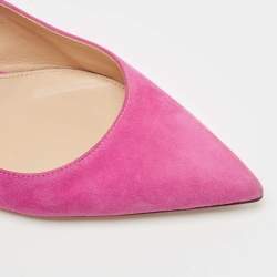 Pre Owned Gianvito Rossi Pink Suede and PVC Slingback Pumps Size 37.5