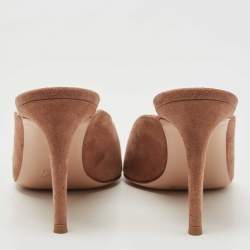 Pre Owned Gianvito Rossi Beige Suede Fanny Mules Size 38
