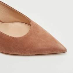 Pre Owned Gianvito Rossi Beige Suede Fanny Mules Size 38