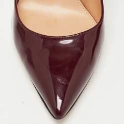 Pre Owned Gianvito Rossi Burgundy Patent Leather Pointed Toe Pumps Size 37.5