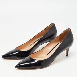 Pre Owned Gianvito Rossi Black Patent Leather Pointed Toe Pumps Size 38