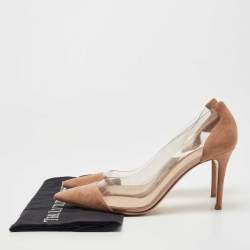 Pre Owned Gianvito Rossi Beige PVC And Suede Plexi Pumps Size 40