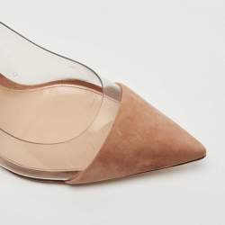Pre Owned Gianvito Rossi Beige PVC And Suede Plexi Pumps Size 40