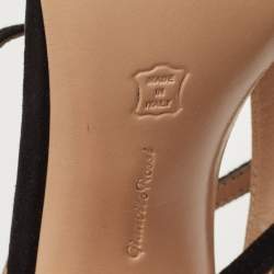 Pre Owned Gianvito Rossi Black Suede Crisscross Ankle Strap Sandals Size 37.5