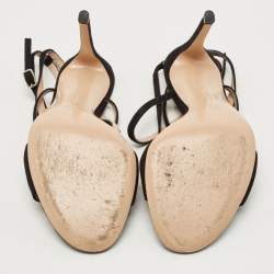 Pre Owned Gianvito Rossi Black Suede Crisscross Ankle Strap Sandals Size 37.5