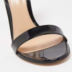 Pre Owned Gianvito Rossi Black Patent Ankle Strap Sandals Size 37.5