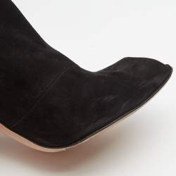 Pre Owned Gianvito Rossi Black Suede Vamp Peep Toe Ankle Booties Size 40