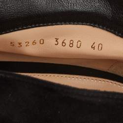 Pre Owned Gianvito Rossi Black Suede Vamp Peep Toe Ankle Booties Size 40