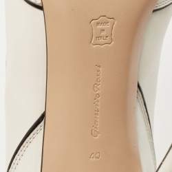 Pre Owned Gianvito Rossi White/Black Scalloped Leather Pointed Toe Pumps Size 40