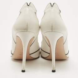 Pre Owned Gianvito Rossi White/Black Scalloped Leather Pointed Toe Pumps Size 40
