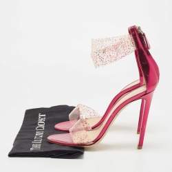 Pre Owned Gianvito Rossi Purple PVC and Leather Ankle Strap Sandals Size 40