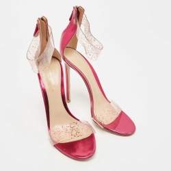 Pre Owned Gianvito Rossi Purple PVC and Leather Ankle Strap Sandals Size 40