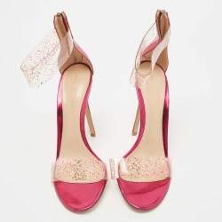 Pre Owned Gianvito Rossi Purple PVC and Leather Ankle Strap Sandals Size 40