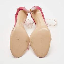 Pre Owned Gianvito Rossi Purple PVC and Leather Ankle Strap Sandals Size 40