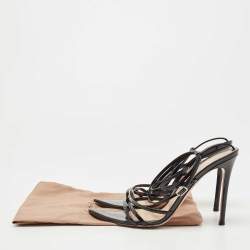 Pre Owned Gianvito Rossi Black Patent Leather Kim Ankle Wrap Sandals Size 39