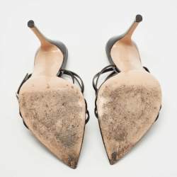 Pre Owned Gianvito Rossi Black Patent Leather Kim Ankle Wrap Sandals Size 39