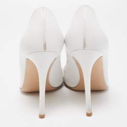 Pre Owned Gianvito Rossi White Leather Pointed Toe Pumps Size 39.5