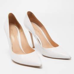 Pre Owned Gianvito Rossi White Leather Pointed Toe Pumps Size 39.5