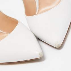 Pre Owned Gianvito Rossi White Leather Pointed Toe Pumps Size 39.5