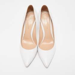Pre Owned Gianvito Rossi White Leather Pointed Toe Pumps Size 39.5