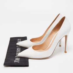Pre Owned Gianvito Rossi White Leather Pointed Toe Pumps Size 39.5
