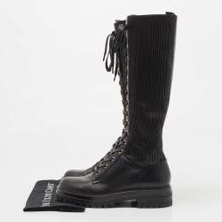Pre Owned Gianvito Rossi Black Leather Martis Lace Up Boots Size 39.5 