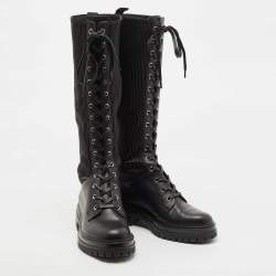 Pre Owned Gianvito Rossi Black Leather Martis Lace Up Boots Size 39.5 