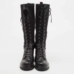 Pre Owned Gianvito Rossi Black Leather Martis Lace Up Boots Size 39.5 