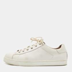 Gianvito Rossi White Leather Low Top Sneakers Size 38.5