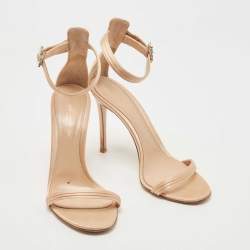 Pre Owned Gianvito Rossi Beige Satin Ankle Strap Sandals Size 38.5