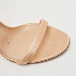 Pre Owned Gianvito Rossi Beige Satin Ankle Strap Sandals Size 38.5