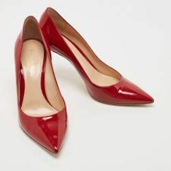 Pre Owned Gianvito Rossi Red Patent Leather Gianvito 85 Pointed Toe Pumps Size 38.5