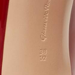 Pre Owned Gianvito Rossi Red Patent Leather Gianvito 85 Pointed Toe Pumps Size 38.5