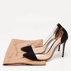 Pre Owned Gianvito Rossi Black Suede and PVC Plexi Pumps Size 40.5