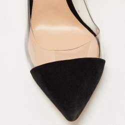 Pre Owned Gianvito Rossi Black Suede and PVC Plexi Pumps Size 40.5