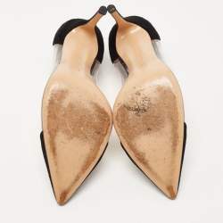 Pre Owned Gianvito Rossi Black Suede and PVC Plexi Pumps Size 40.5