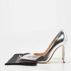 Pre Owned Gianvito Rossi Silver Leather Pointed Toe Pumps Size 38