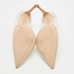 Pre Owned Gianvito Rossi Silver Leather Pointed Toe Pumps Size 38