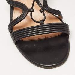 Pre Owned Gianvito Rossi Black Leather Hydra Lace Up Sandals Size 37.5