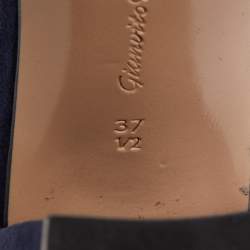 Pre Owned Gianvito Rossi Navy Blue Suede Portofino Ankle Strap Sandals Size 37.5